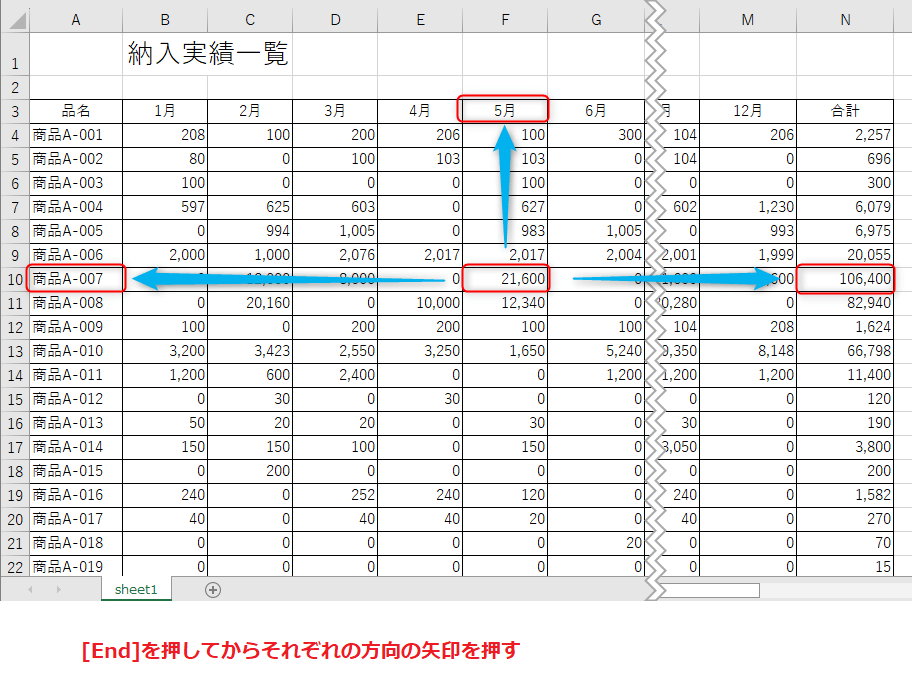 Excelの範囲選択