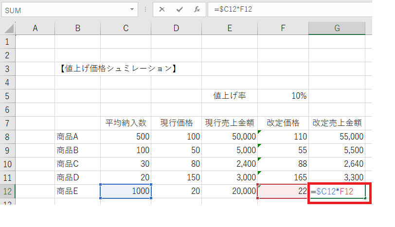 Excelの絶対参照/相対参照