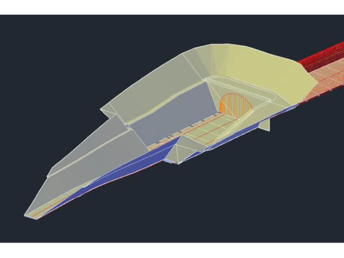 山陰道トンネル終点側工事のCIMイメージ